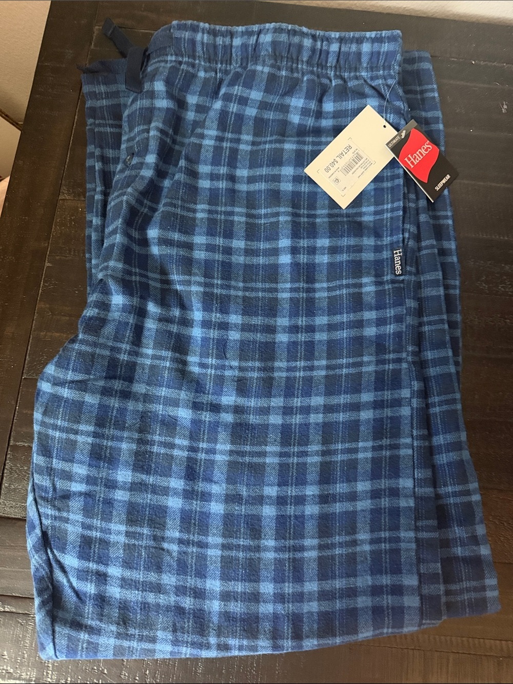 Hanes Navy and Blue Plaid flannel Lounge Pants